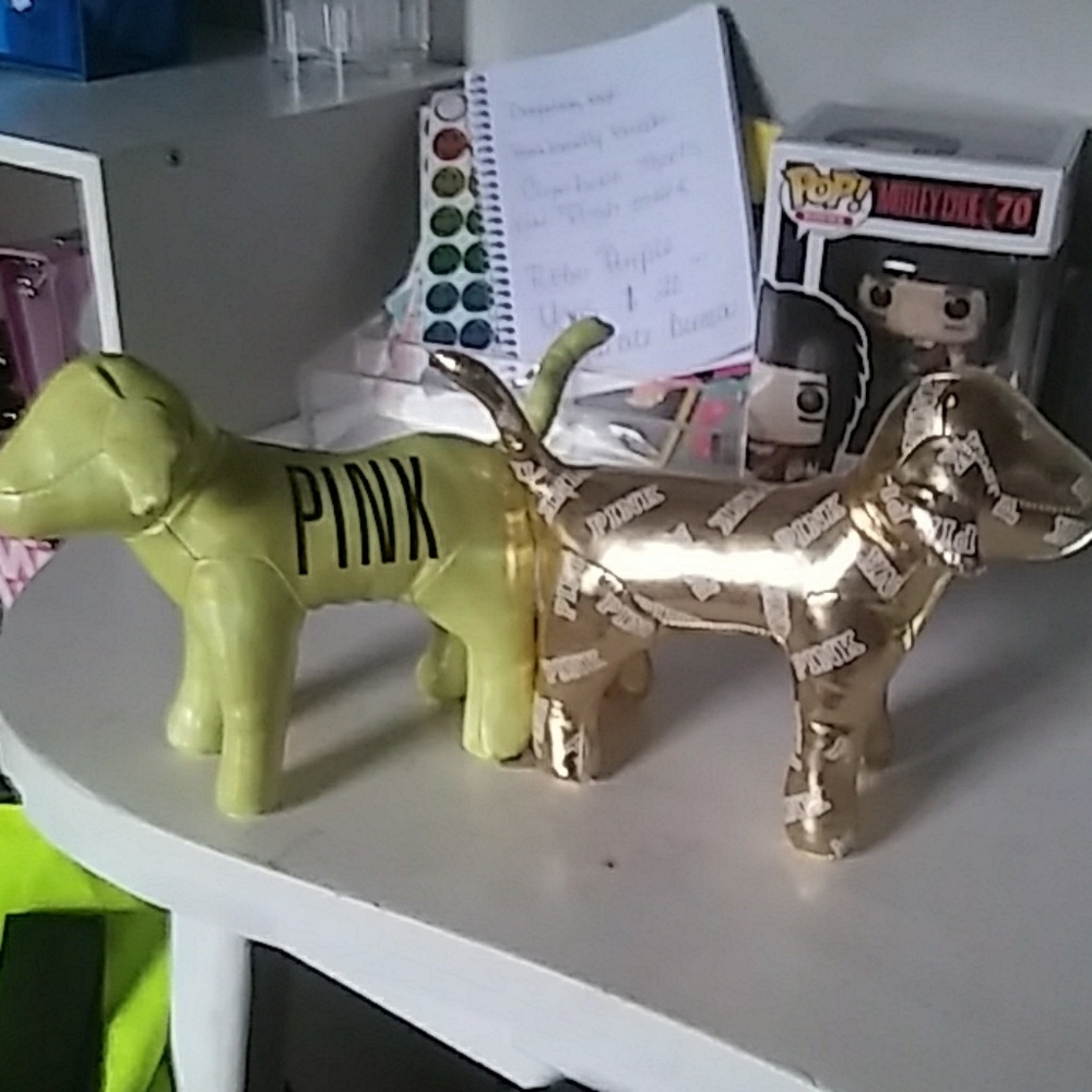 Pink mascot dogs
